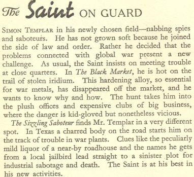 Leslie Charteris The Saint on Guard contents